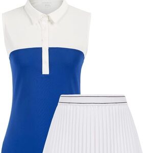 JACK SMITH Women Golf Shirt Set 2 Piece Sleeveless Polo Tops Pleated Skort